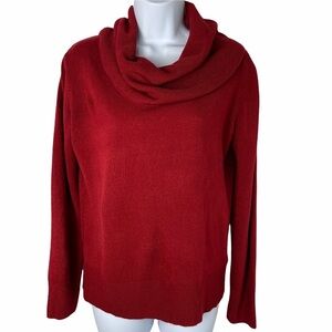Carol Rose Cowl Neck Red Long Sleeve Top Sweater Size Petite Large